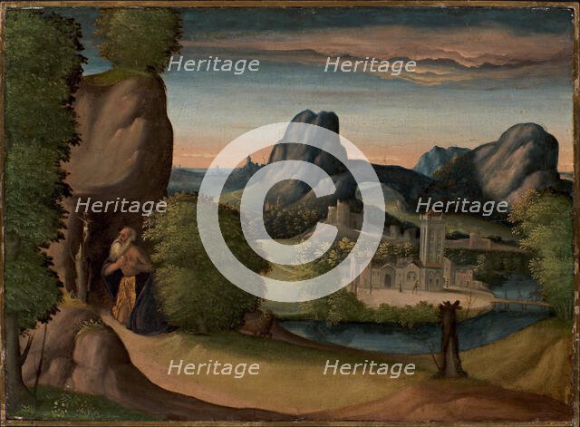 Landscape with the Penitent Saint Jerome, c1530. Creator: Coda, Benedetto (c. 1460-1535).