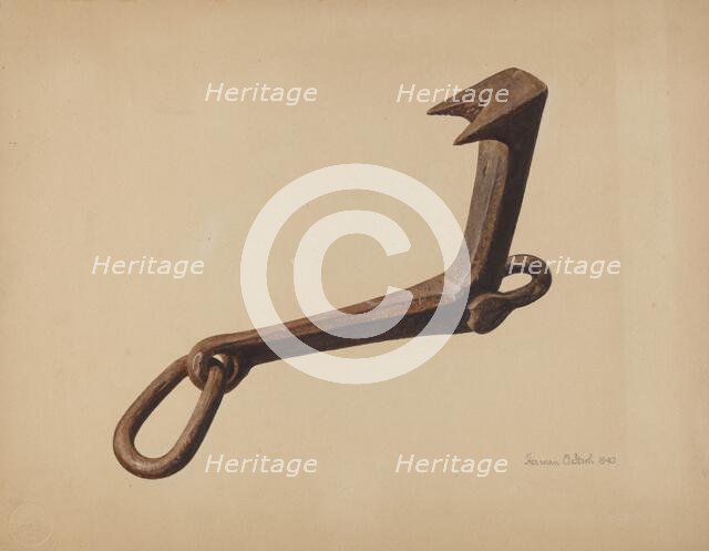 Sled Starting Hook, 1940. Creator: Herman O. Stroh.