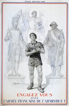Recruitment poster for the French Army of the Armistice, 1940-1942. Artist: Unknown