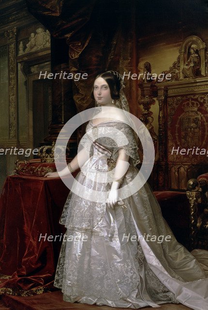 Portrait of Isabella II, Queen of Spain, 1844, oil by Federico Madrazo.