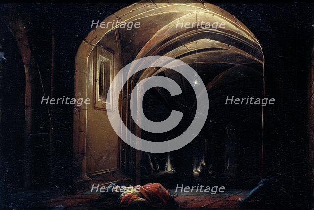 Men Sleeping in a Room with lighted Arches, 1580-1630. Creator: Hendrick van Steenwijck the Elder.