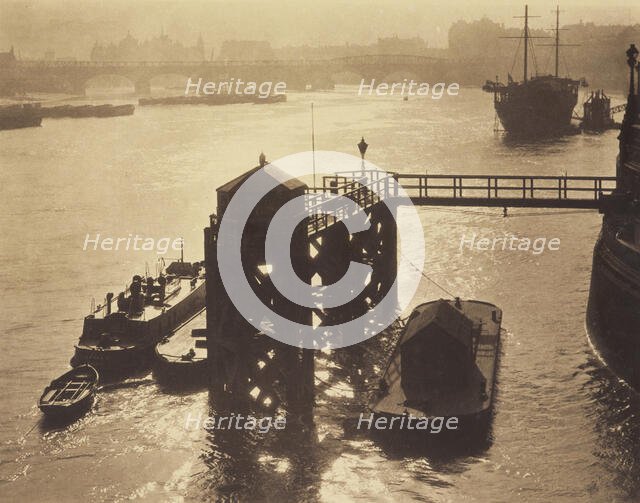 Blackfriars Pier. From the album: Photograph album - London, 1920s. Creator: Harry Moult.