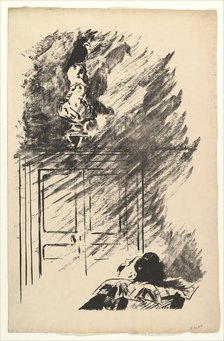 Perched upon a Bust of Pallas. Illustration to The Raven by Edgar Allan Poe, 1875. Creator: Edouard Manet.