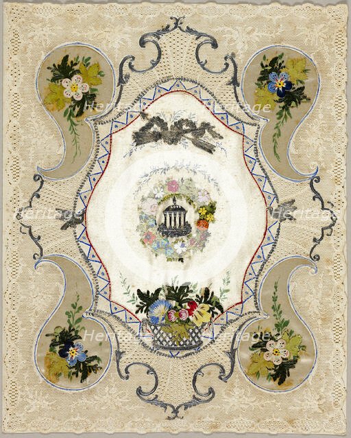Untitled Valentine (Temple of Love in a Ring of Flowers), c. 1850. Creator: Unknown.
