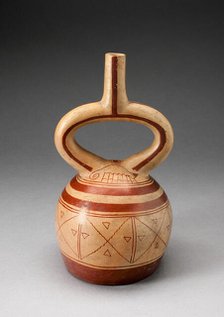 Stirrup Spout Vessel with Geometric Motifs, 100 B.C./A.D. 500. Creator: Unknown.