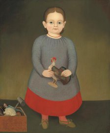 Girl with Toy Rooster, c. 1840. Creator: Unknown.