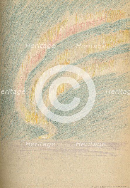 'Streamers of Aurora Borealis, 28th November 1893. Pastel Sketch', 1893 (1897). Artist: Fridtjof Nansen.