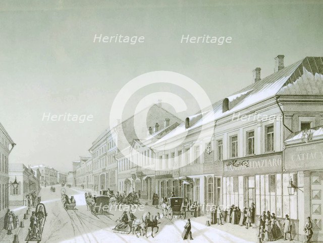 Kuznetsky Most, Moscow, Russia, 1840s.  Artist: Anon