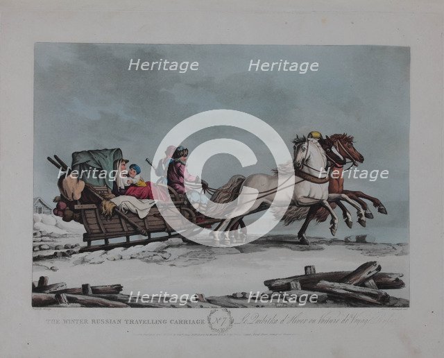 The Winter Russian Travelling Carriage, 1810s. Artist: Dubourg, Matthew (active 1786-1838)