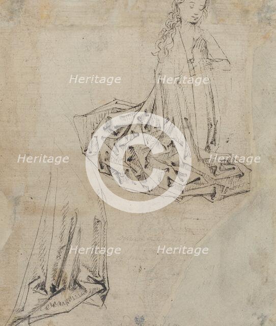 Female Figure Kneeling in Prayer [verso], c. 1490. Creator: Master of the Drapery Studies.