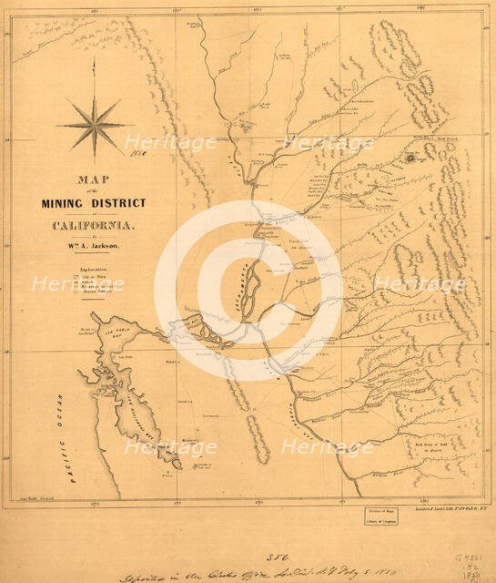 Map of the mining district of California, 1850. Creator: William A. Jackson.