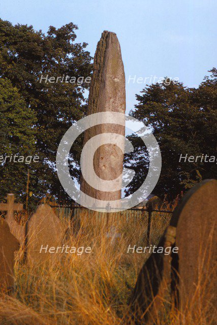 Prehistoric Monolith in Churchyard of Rudston. East Yorkshire, Humberside, 20th century. Artist: CM Dixon.