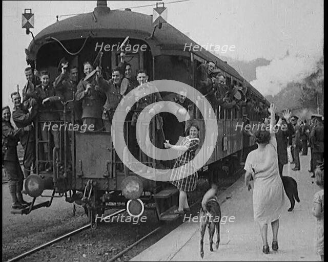 Allied Armies of Occupation Train Leaving the Station to Go Home, 1929. Creator: British Pathe Ltd.