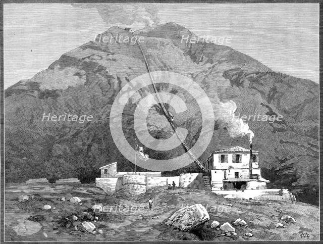 Opening of the railway to the top of Mount Vesuvius, 1880. Creator: Unknown.