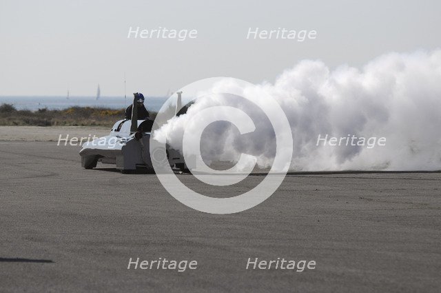 British Steam Car Challenge testing at Thorney Island Artist: Unknown.