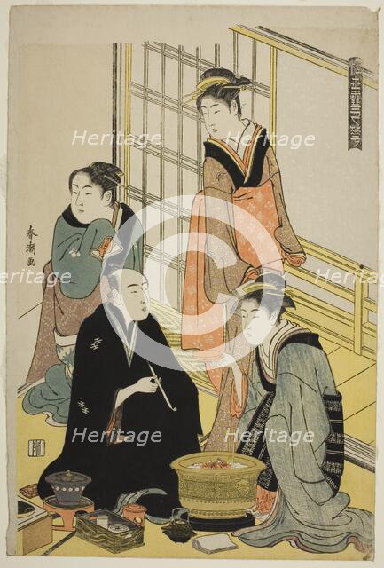 Snow, from the series "Snow, Moon, and Flowers of the Floating World (Ukiyo..., c. 1784/85. Creator: Katsukawa Shuncho.