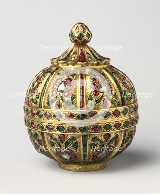Globular-Shaped Box Decorated with Gems, 18th Century. Creator: Unknown.