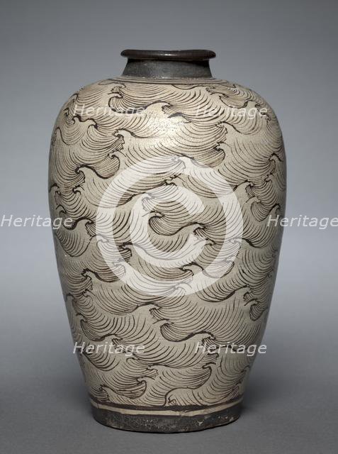 Vase (Meiping) with Waves, 1200s-1300s. Creator: Unknown.