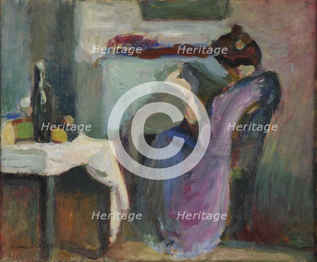 Liseuse en robe violette (Reader in purple dress), 1898. Creator: Matisse, Henri (1869-1954).