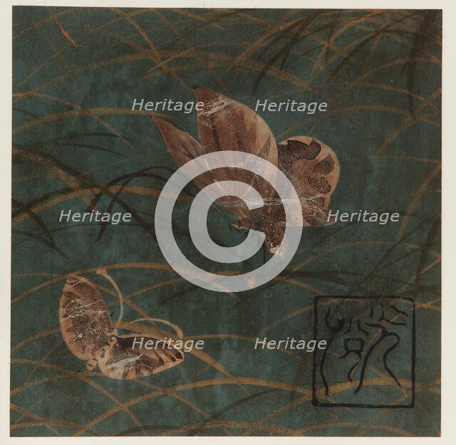 Butterflies and grasses, Edo period, early 17th century. Creator: Hon'ami Kôetsu.