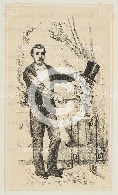 Dr. Lynn performs a magical illusion, 1870. Creator: Unknown.
