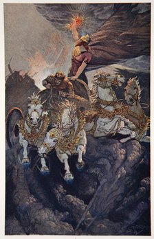 'Merodach sets forth to attack Tiamat', 1915.  Artist: Ernest Wellcousins