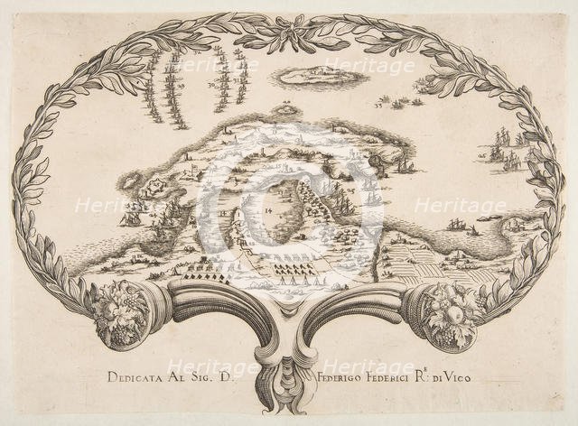 Topographic Plan (Porto Ercole?) in the Shape of a Fan. Creator: Unknown.