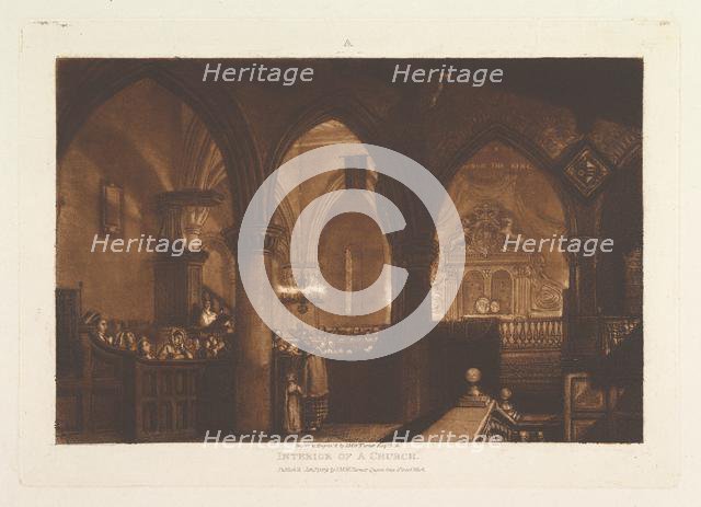 Interior of a Church (Liber Studiorum, part XIV, plate 70), January 1, 1819. Creator: JMW Turner.