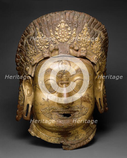 Head of Bhairava, A Horrific Form of God Shiva, Malla period, 16th/17th century. Creator: Unknown.