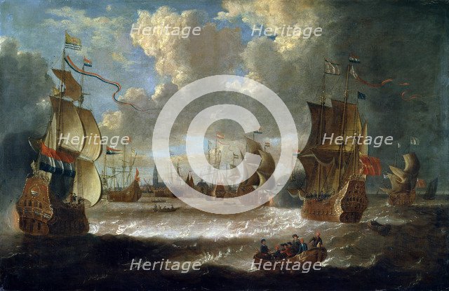 'Ships in a Lagoon', 17th or early 18th century. Artist: Abraham Storck