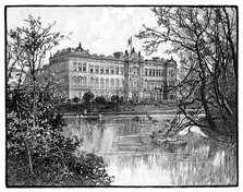Buckingham Palace from St James's Park, London, c1888. Artist: Unknown
