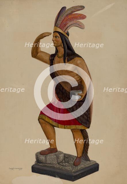 Cigar Store Indian, c. 1937. Creator: Chris Makrenos.
