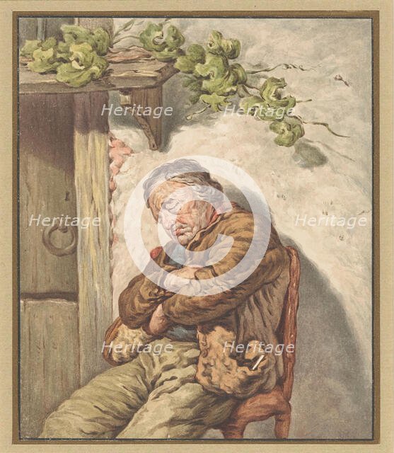 Lou, the baker's servant, fell asleep in the sunlight in front of the house, 1790-1852. Creator: Pieter Christoffel Wonder.
