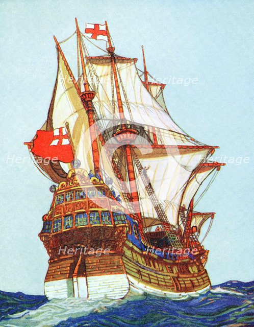 Tudor ship of the type used by privateers and explorers, 15th-16th century. Artist: Unknown
