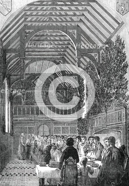 Celebration of Palm Sunday in the Hall of Sackville College, East Grinstead, 1850. Creator: Unknown.