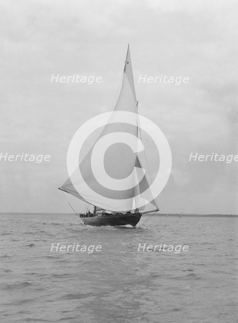 The 32 metre ketch 'Joyette' running downwind, 1922. Creator: Kirk & Sons of Cowes.
