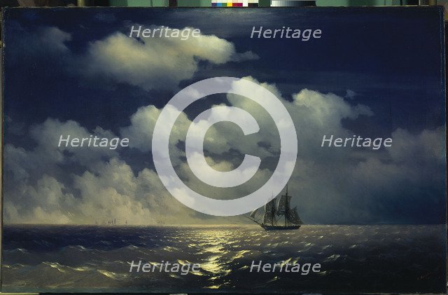 The brig Mercury encounter after defeating two Turkish ships of the Russian squadron, 1848.