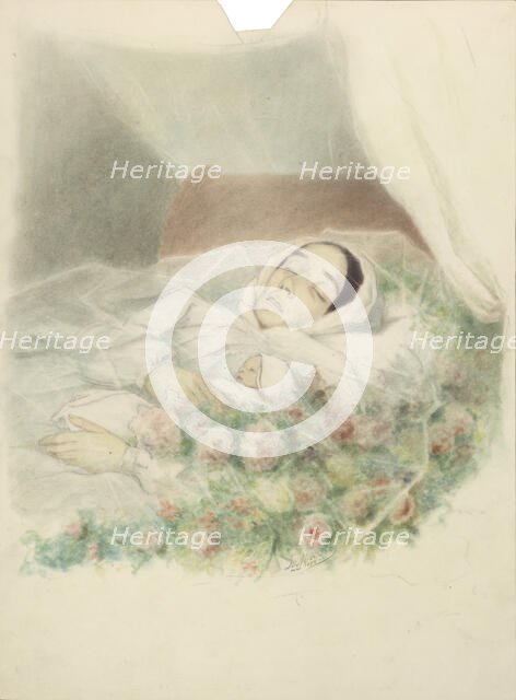 Natalia Alexandrovna Herzen, née Zakharyina (1814-1852) on her deathbed, 1852. Creator: Masse, S. (active 1850s).
