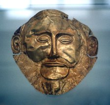 Funerary mask of Agamemnon, legendary king of Mycenae, c1600-c1500 BC. Artist: Unknown