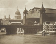 [Railway station and bridge]. From the album: Photograph album - London, 1920s. Creator: Harry Moult.