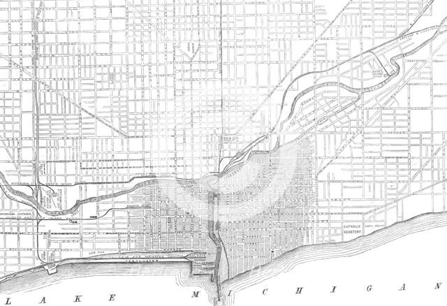 The Great Fire at Chicago: plan showing the extent of the fire, 1871. Creator: Unknown.