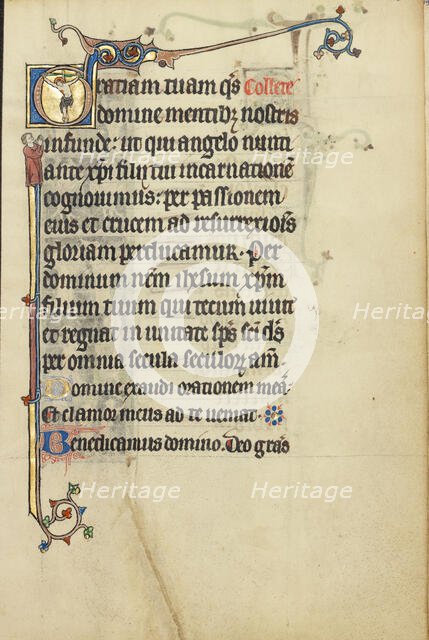 Initial G: The Crucifixion; Ruskin Hours; Ruskin Hours, about 1300. Creator: Unknown.