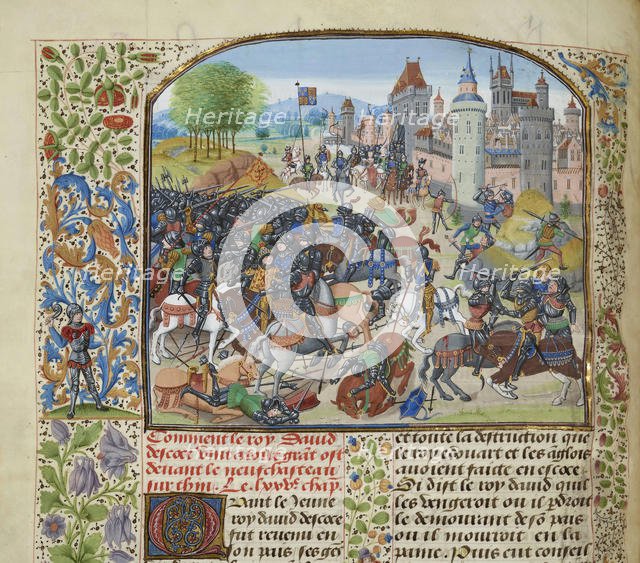 The Battle of Neville's Cross on 17 October 1346, ca 1470-1475. Creator: Liédet, Loyset (1420-1479).