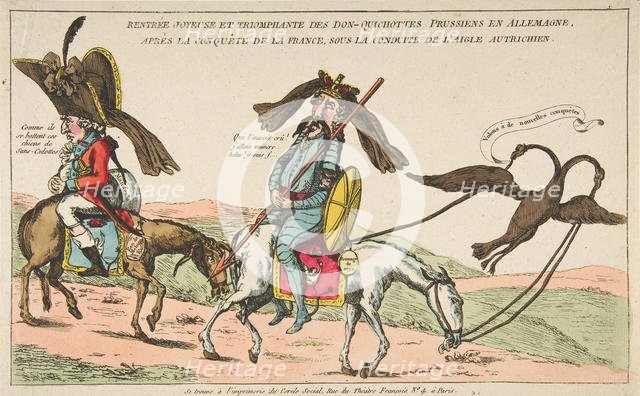 Rentrée joyeuse et triomphale des Don-Quichottes Prussiens en Allemagne, après la conq..., ca. 1792. Creator: Unknown.