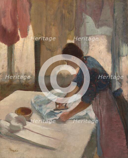 Woman Ironing, begun c. 1876, completed c. 1887. Creator: Edgar Degas.