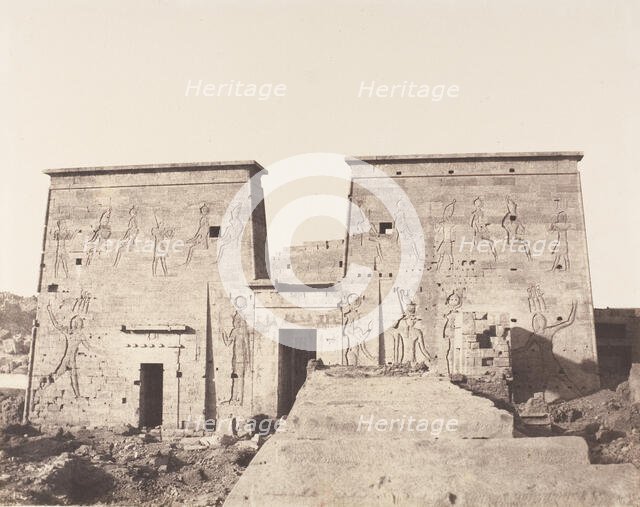 Ile de Fileh (Philæ), Premier Pylône - Vue Prise de la Plate-Forme de ..., 1851-52, printed 1853-54. Creator: Félix Teynard.