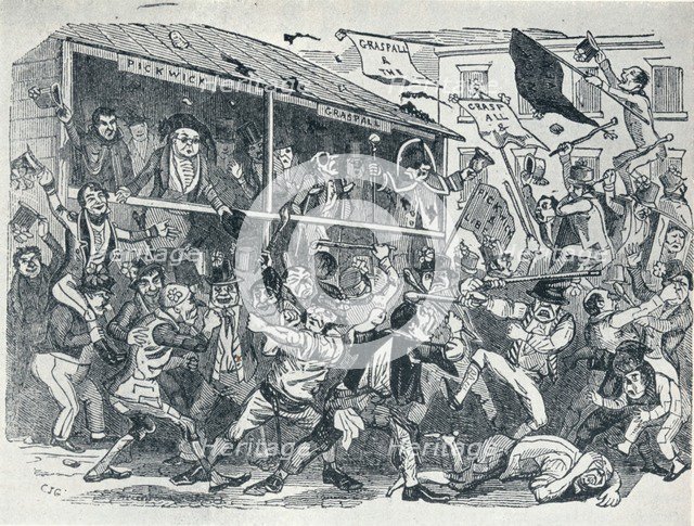 The Election at Eatanswill, (c1836), 1925. Artist: Unknown