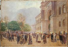 Leaving the Salon, at the Palais de l'Industrie, c1890. Creator: Jean Beraud.