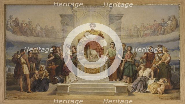 Sketch for the old Hotel de Ville in Paris: The triumph of the City of Paris, 1842. Creator: Francois-Edouard Picot.