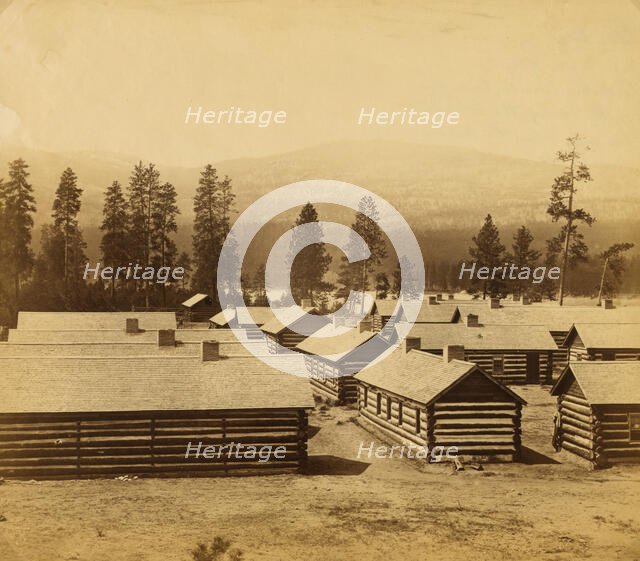 No 2, log huts, winter quarters of the Br N Am Boundary Commission on..., between 1858 and 1861. Creator: Unknown.